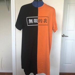 Shein orange/black t-shirt dress